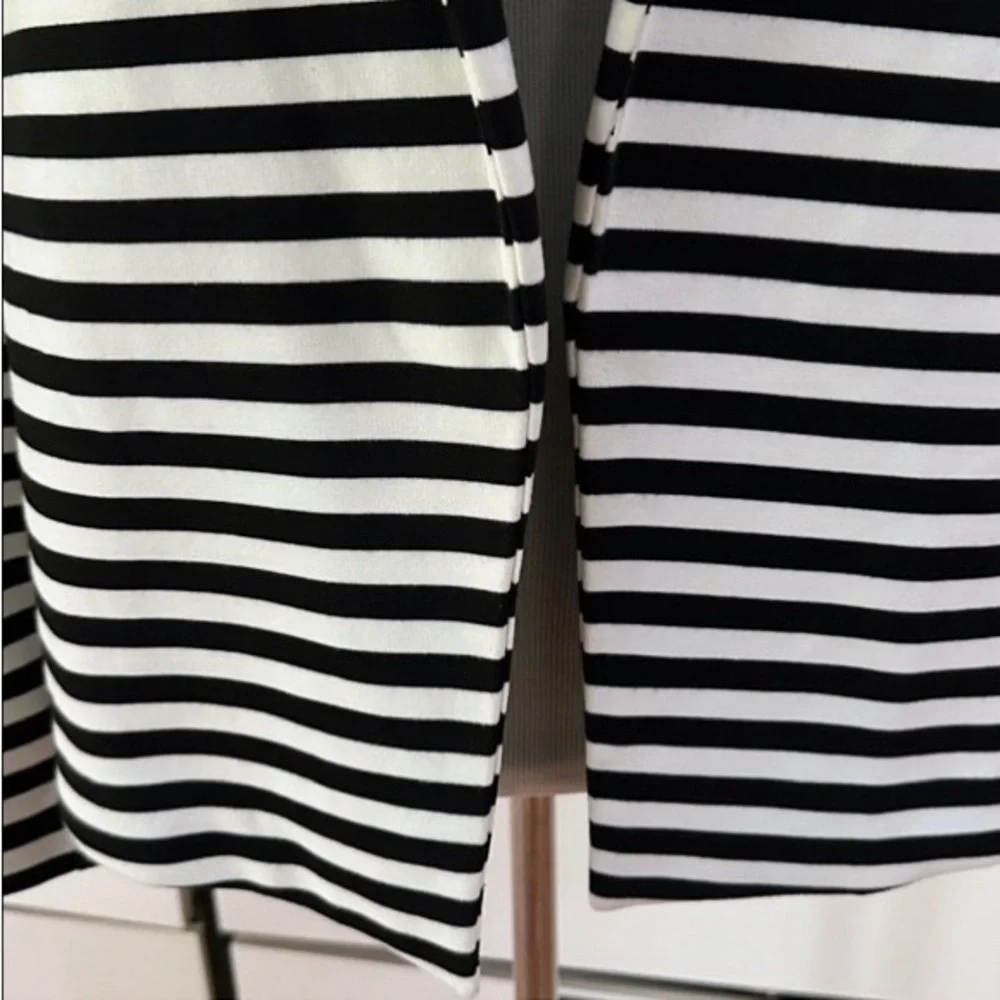 Chico’s Black & White Striped Open-Front Jacket - Picture 8 of 11